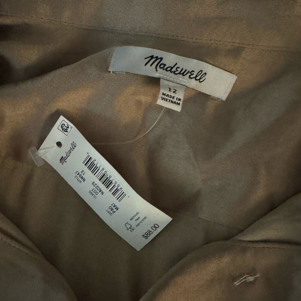 Madewell Enzo Darted Button Up Trendy Chic Satin Shirt US Women's Size 12 NWT - Picture 6 of 6